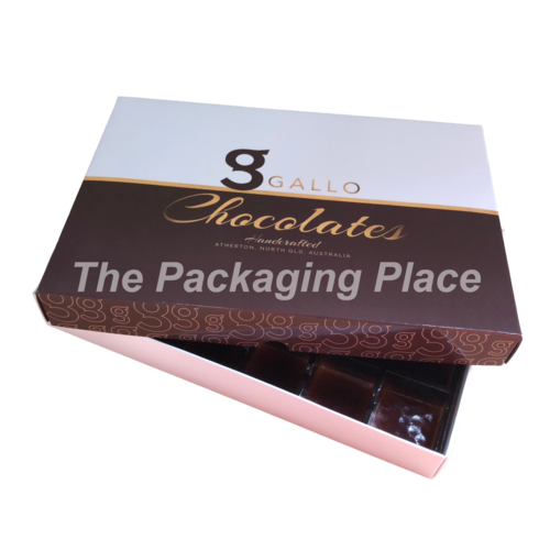 CUSTOM PRINTED - Choc Box 24 White Base, 'Printed' Lid and Tray