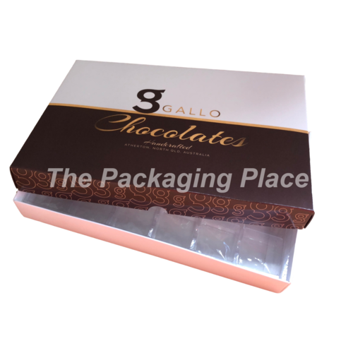 CUSTOM PRINTED - Choc Box 24 White Base, 'Printed' Lid and Tray