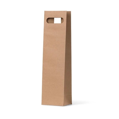 Brown Kraft Die Cut Single Wine Bag